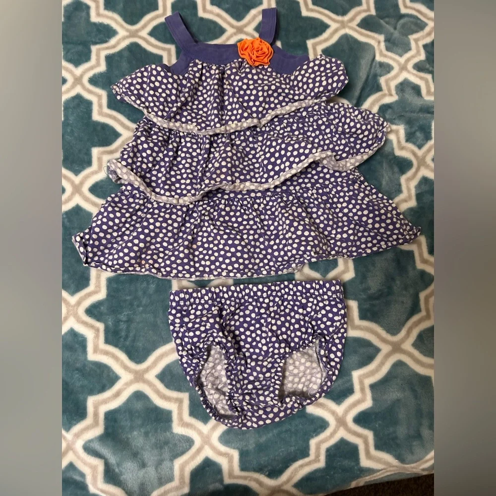 Carter's Blue and White Polka Dot Diaper Covers with Ruffles